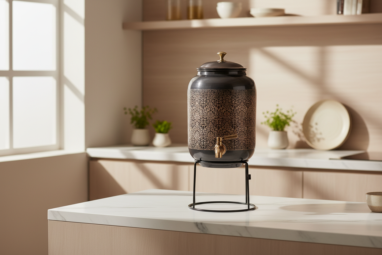 Grand Heritage 5L Pure Copper Water Dispenser – Handcrafted Wellness Centerpiece