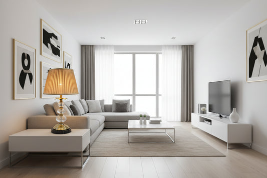 Gold Crystal Night Lamp - Brushed Metal & Healing Crystal Decor