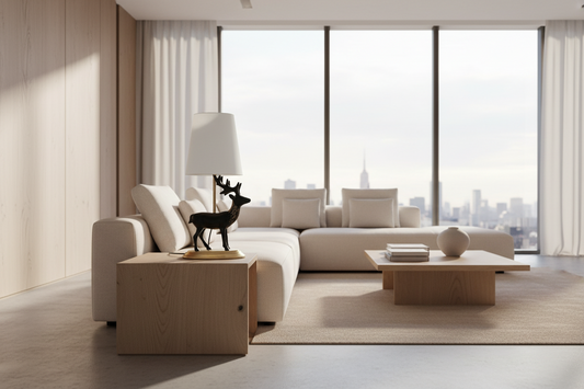 Deer Silhouette Table Lamp - Brushed Metal Ambient Lighting