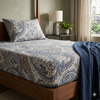 Premium Hand Block Printed Fitted Bedsheet – 100% Pure Cotton King Size (96 x 108 in)