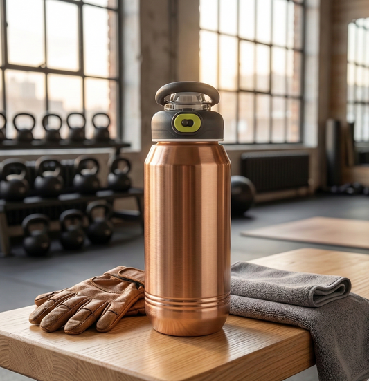 Copper Gym Sipper - 100% Pure Antimicrobial Sports Bottle