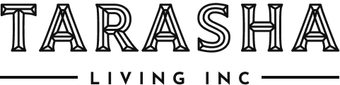 Logo of Tarasha Living Inc. with a black and white design.