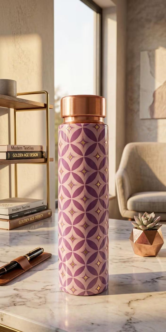 Aura Handcrafted Enamel Wellness Bottle – 100% Pure Copper (800ml)
