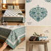 Jaipur Hand Block Print King Size Bed Cover – 100% Cotton Floral Boho Bed Cover (108 x 108 in)