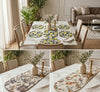 Hand Beaded Table Runner and Placemat Set, Boho Botanical Dragonfly Dining Decor