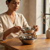 Hand Hammered Kadai Serving Bowls Set | Stainless Steel Brass Handles, Indian Serveware