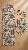Hand Beaded Table Runner and Placemat Set, Boho Botanical Dragonfly Dining Decor