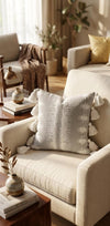 Boho Textured Pillow Covers, Neutral Geometric Design for Modern Home Decor, 18x18