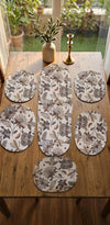 Hand Beaded Table Runner and Placemat Set, Boho Botanical Dragonfly Dining Decor