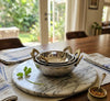 Hand Hammered Kadai Serving Bowls Set | Stainless Steel Brass Handles, Indian Serveware