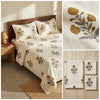 Minimalist Floral Super King Size Thick Bedsheet (108 x 108 inches) - Premium Cream Collection with 2 Matching Pillow Covers