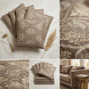 Luxury Shimmer Gold Embossed Cushion Covers (Set of 5) – 18" x 18" Premium Decorative Throw Pillow Cases